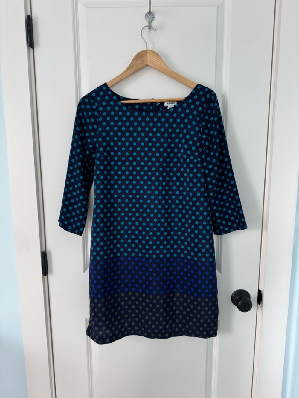 Old Navy Teal and Navy Polka Dot Shift Dress